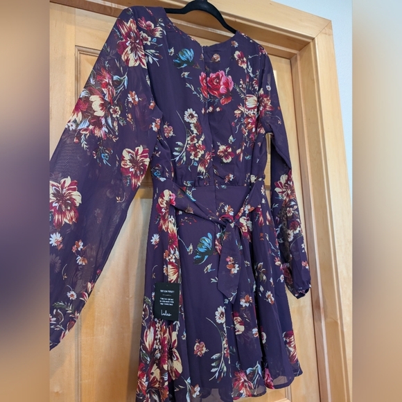 Always Yours Purple Floral Print Long Sleeve Skater Dress - Picture 10 of 10